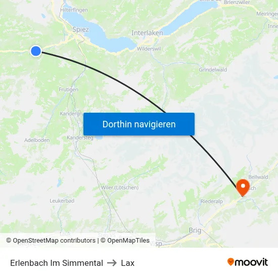 Erlenbach Im Simmental to Lax map