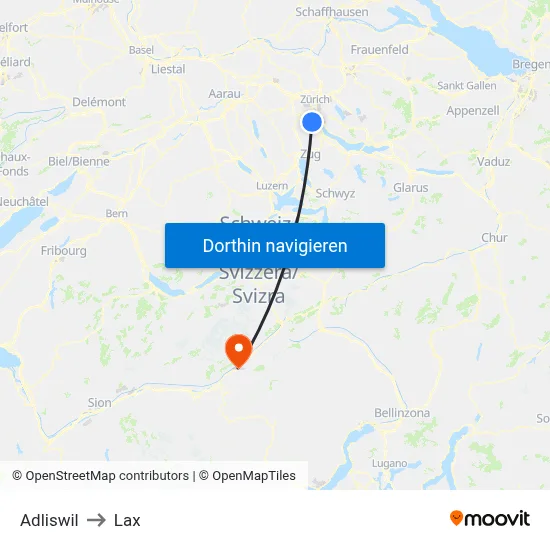 Adliswil to Lax map