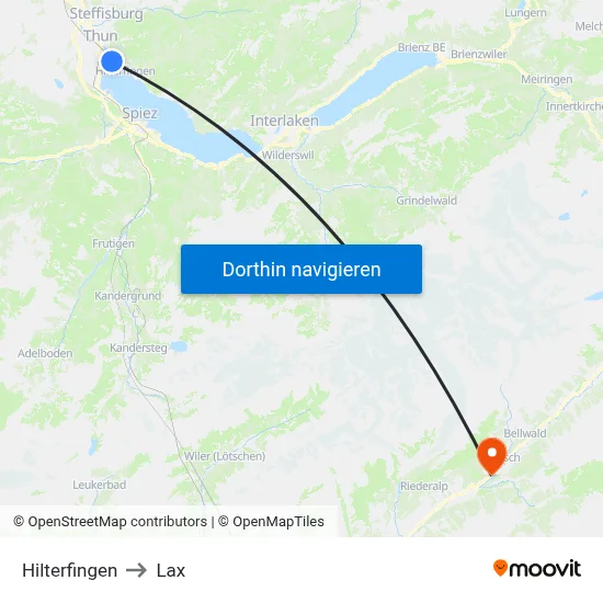 Hilterfingen to Lax map