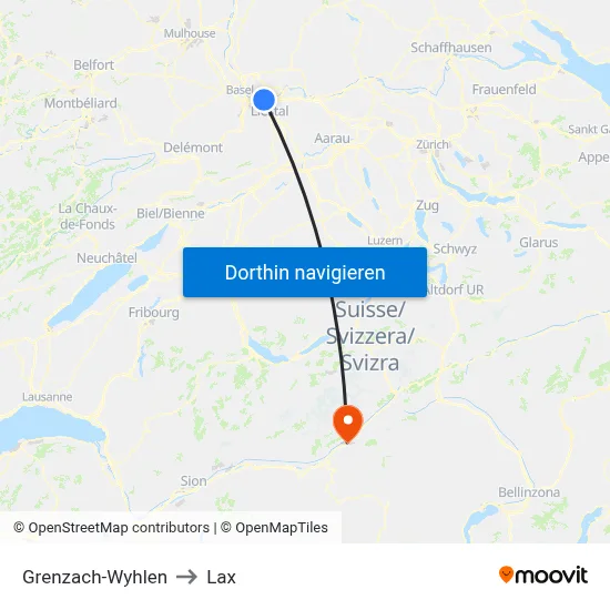 Grenzach-Wyhlen to Lax map