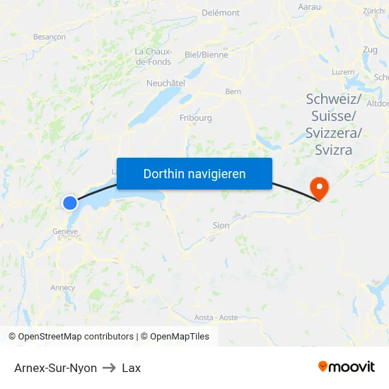 Arnex-Sur-Nyon to Lax map