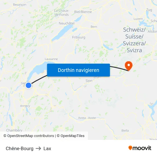 Chêne-Bourg to Lax map