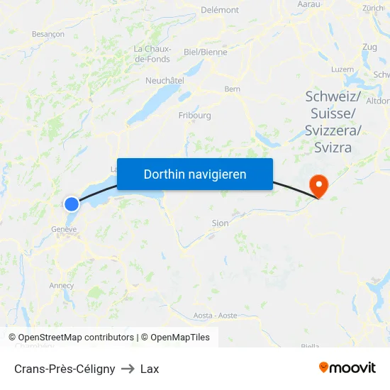 Crans-Près-Céligny to Lax map
