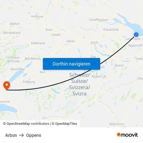 Arbon to Oppens map