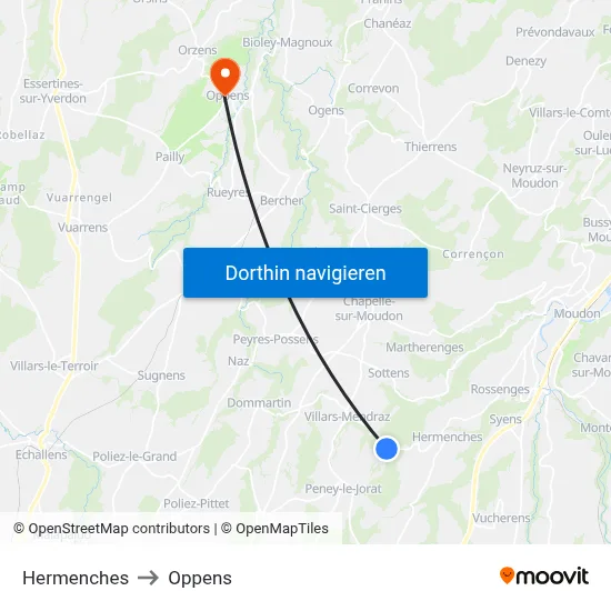 Hermenches to Oppens map