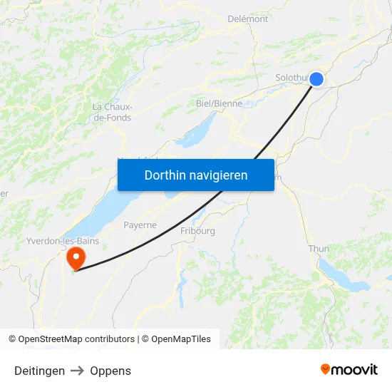 Deitingen to Oppens map