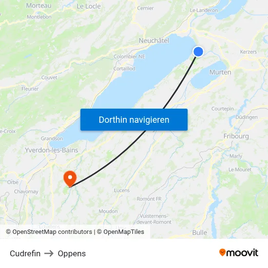 Cudrefin to Oppens map