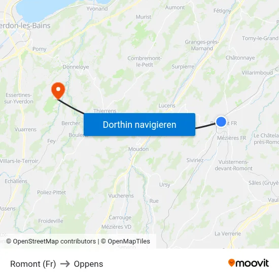 Romont (Fr) to Oppens map