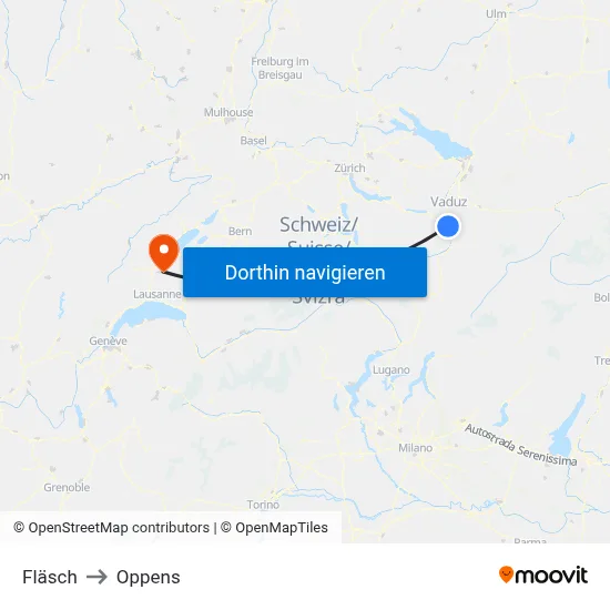Fläsch to Oppens map