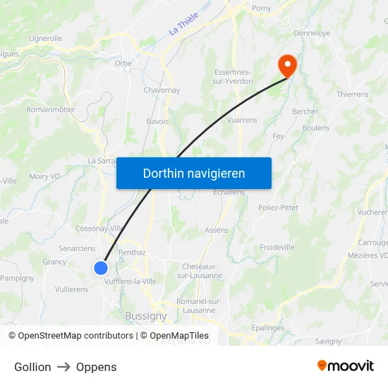 Gollion to Oppens map
