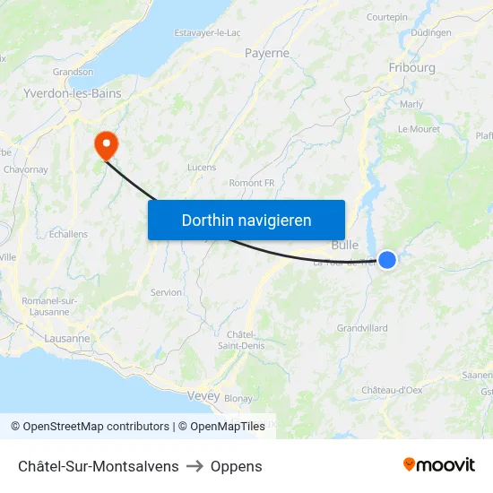 Châtel-Sur-Montsalvens to Oppens map