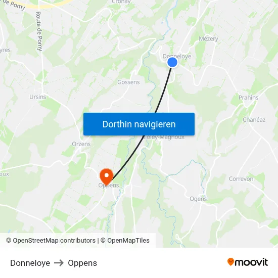 Donneloye to Oppens map