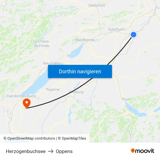 Herzogenbuchsee to Oppens map