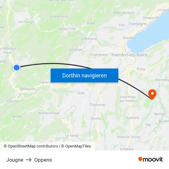 Jougne to Oppens map