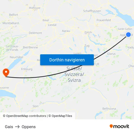 Gais to Oppens map