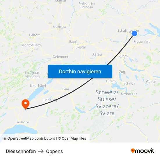 Diessenhofen to Oppens map