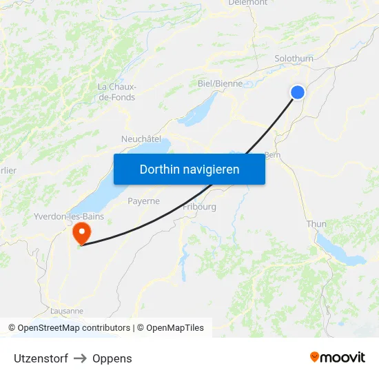 Utzenstorf to Oppens map