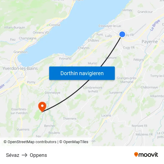 Sévaz to Oppens map