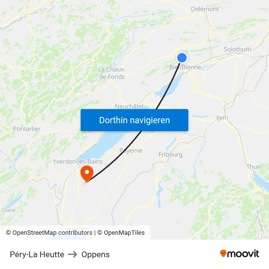 Péry-La Heutte to Oppens map