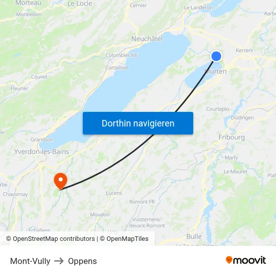 Mont-Vully to Oppens map