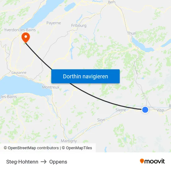 Steg-Hohtenn to Oppens map
