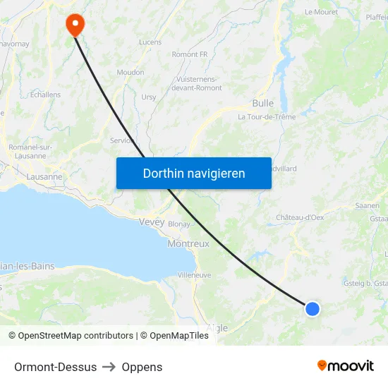 Ormont-Dessus to Oppens map