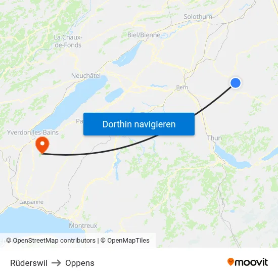 Rüderswil to Oppens map