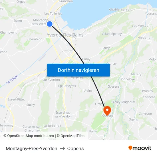 Montagny-Près-Yverdon to Oppens map