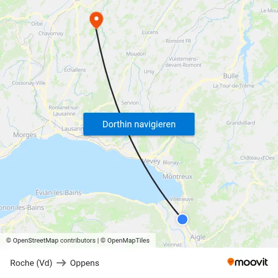 Roche (Vd) to Oppens map