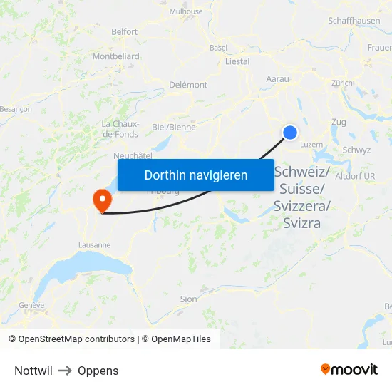 Nottwil to Oppens map