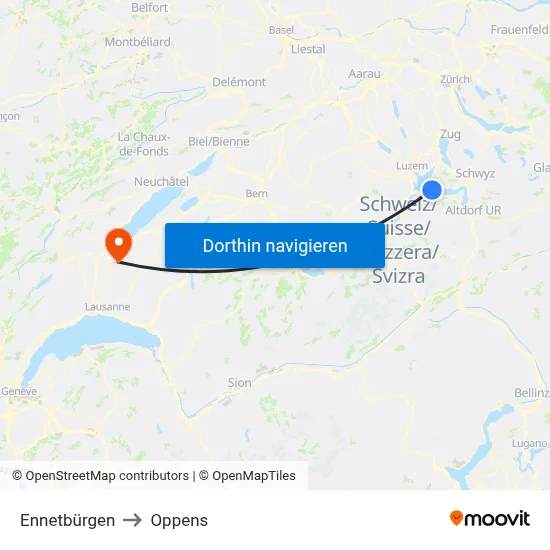 Ennetbürgen to Oppens map