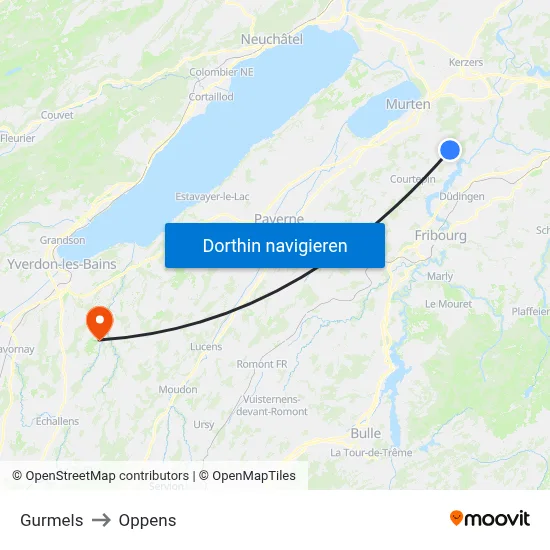 Gurmels to Oppens map