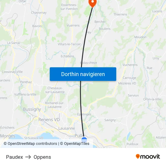 Paudex to Oppens map