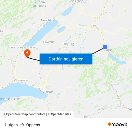 Uttigen to Oppens map