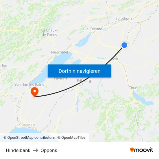 Hindelbank to Oppens map