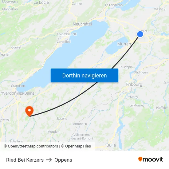 Ried Bei Kerzers to Oppens map