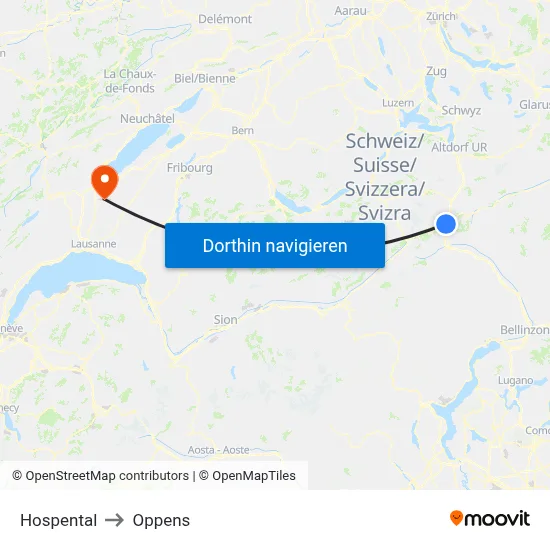 Hospental to Oppens map