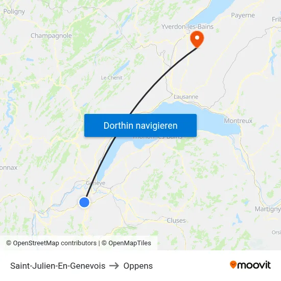 Saint-Julien-En-Genevois to Oppens map