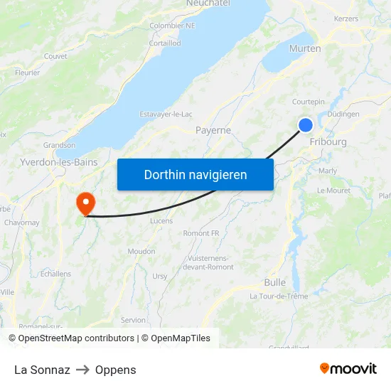 La Sonnaz to Oppens map