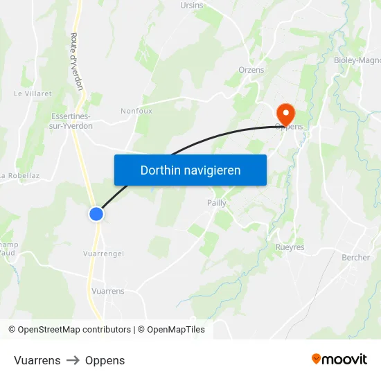 Vuarrens to Oppens map