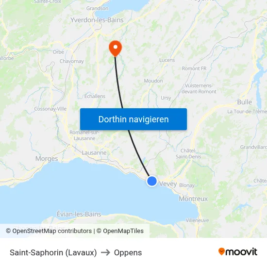 Saint-Saphorin (Lavaux) to Oppens map