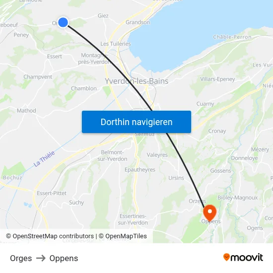 Orges to Oppens map