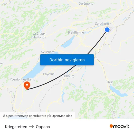 Kriegstetten to Oppens map