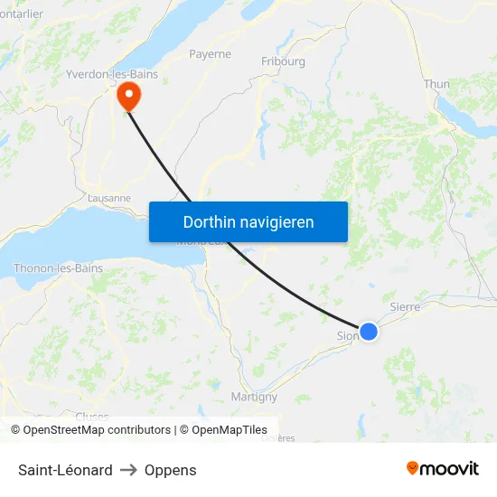 Saint-Léonard to Oppens map
