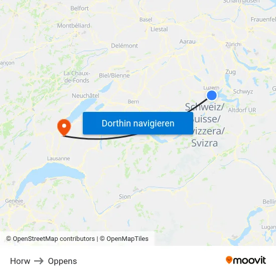 Horw to Oppens map
