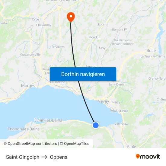 Saint-Gingolph to Oppens map