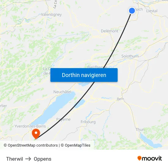 Therwil to Oppens map