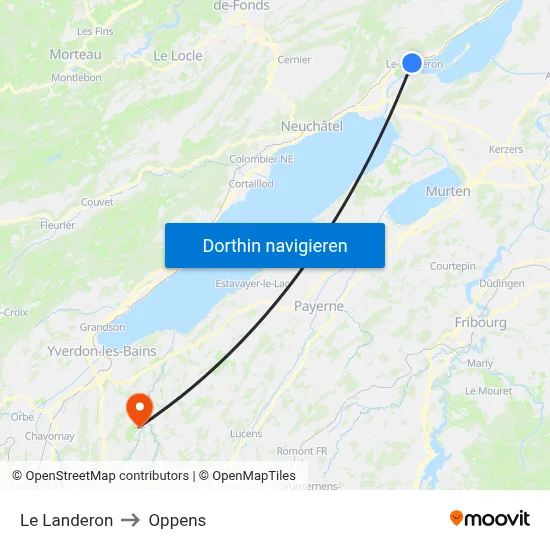 Le Landeron to Oppens map