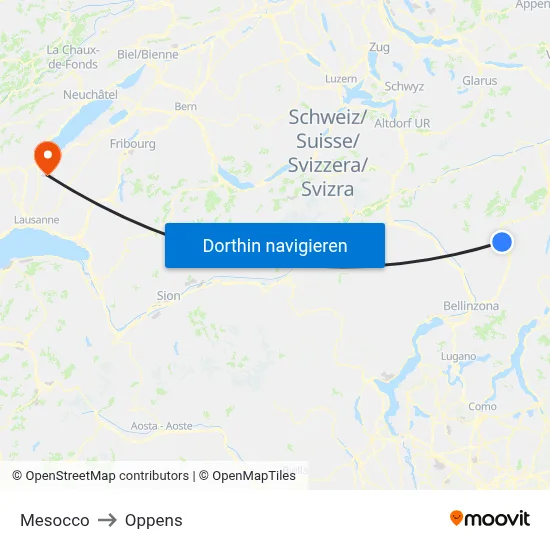 Mesocco to Oppens map