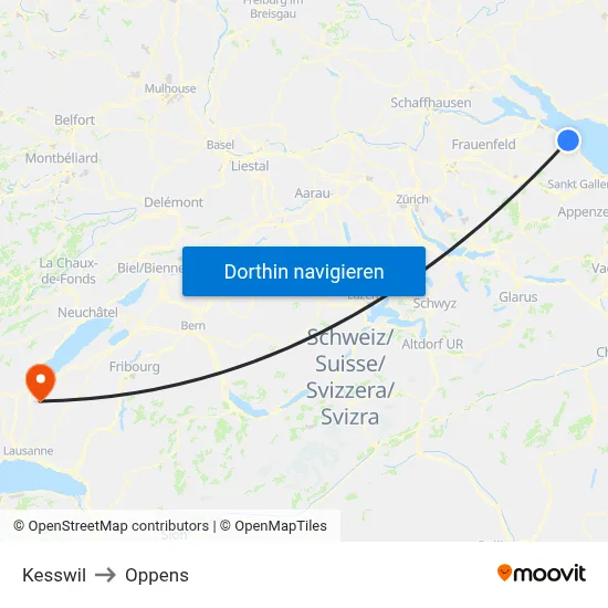 Kesswil to Oppens map